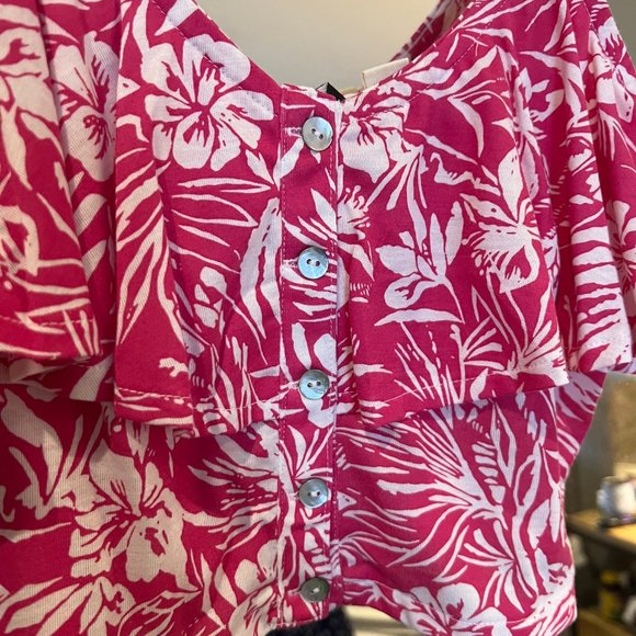 Roxy Electric Feels Tropical Tank Top Pink and White Size Small - Picture 6 of 7